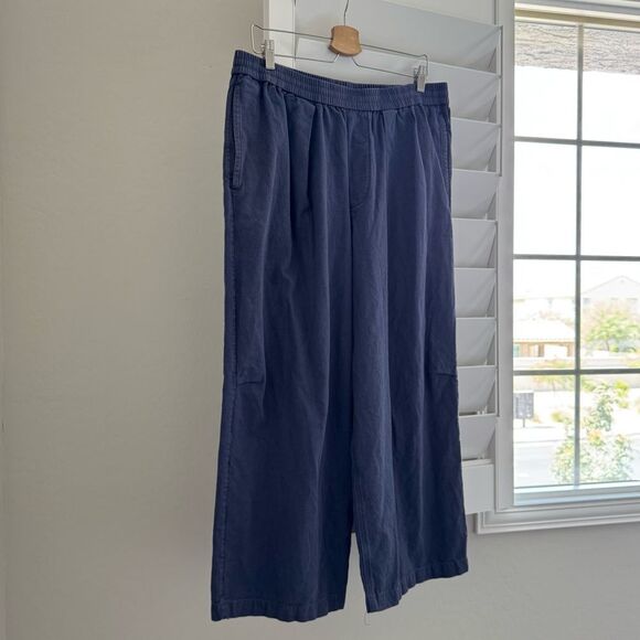 COS Men's Wide-leg Chambray Linen/Cotton French Blue Trousers Sz L - Picture 11 of 16